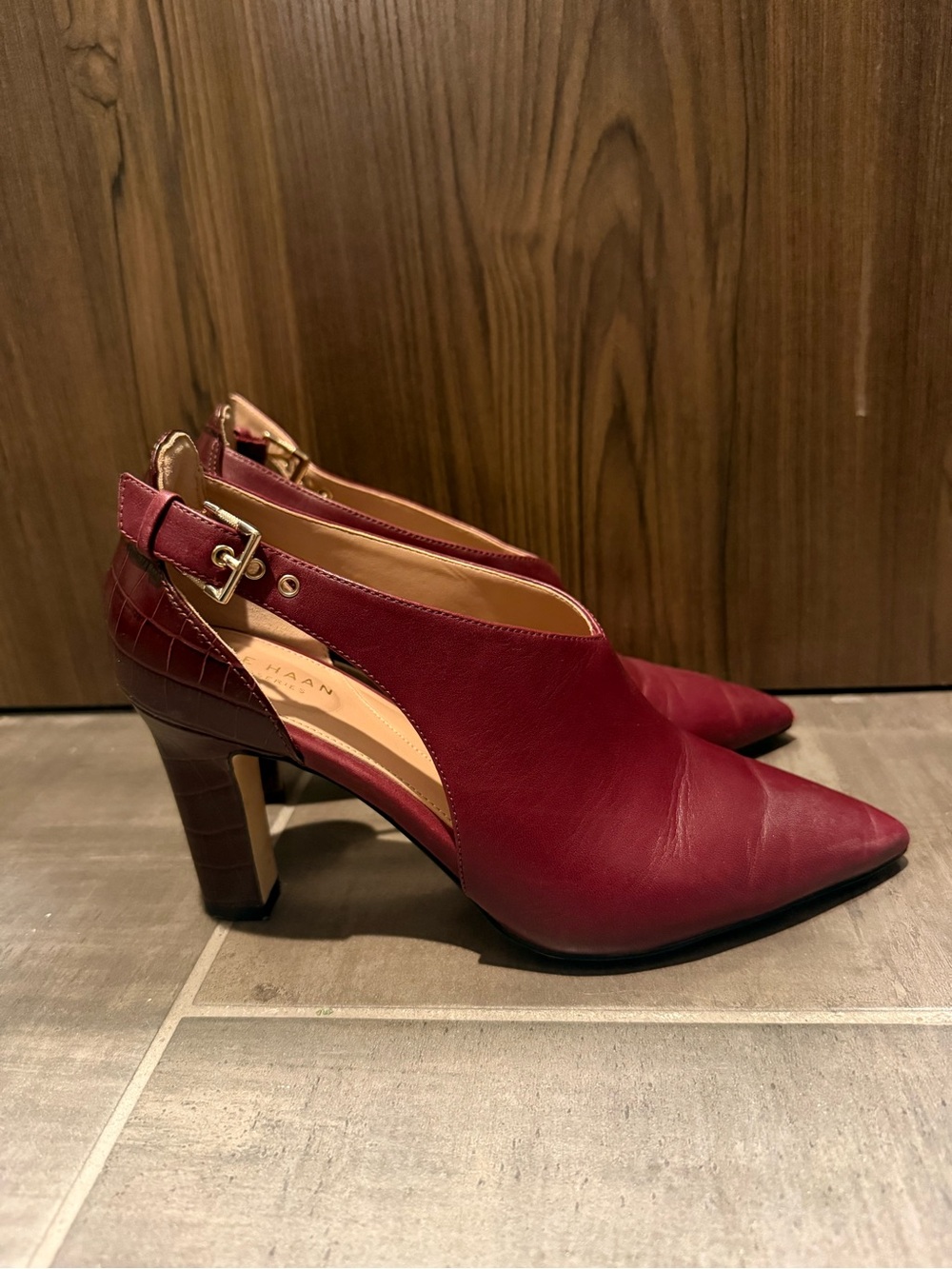 Cole Haan Burgundy Pointed Slingback Heels